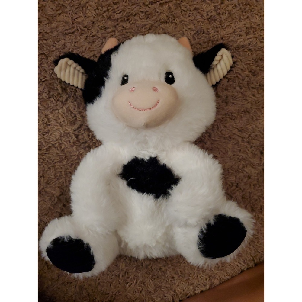 Spark Create Imagine 10" Cow Plush Rattle Crinkle Ears Baby Black White Holstein